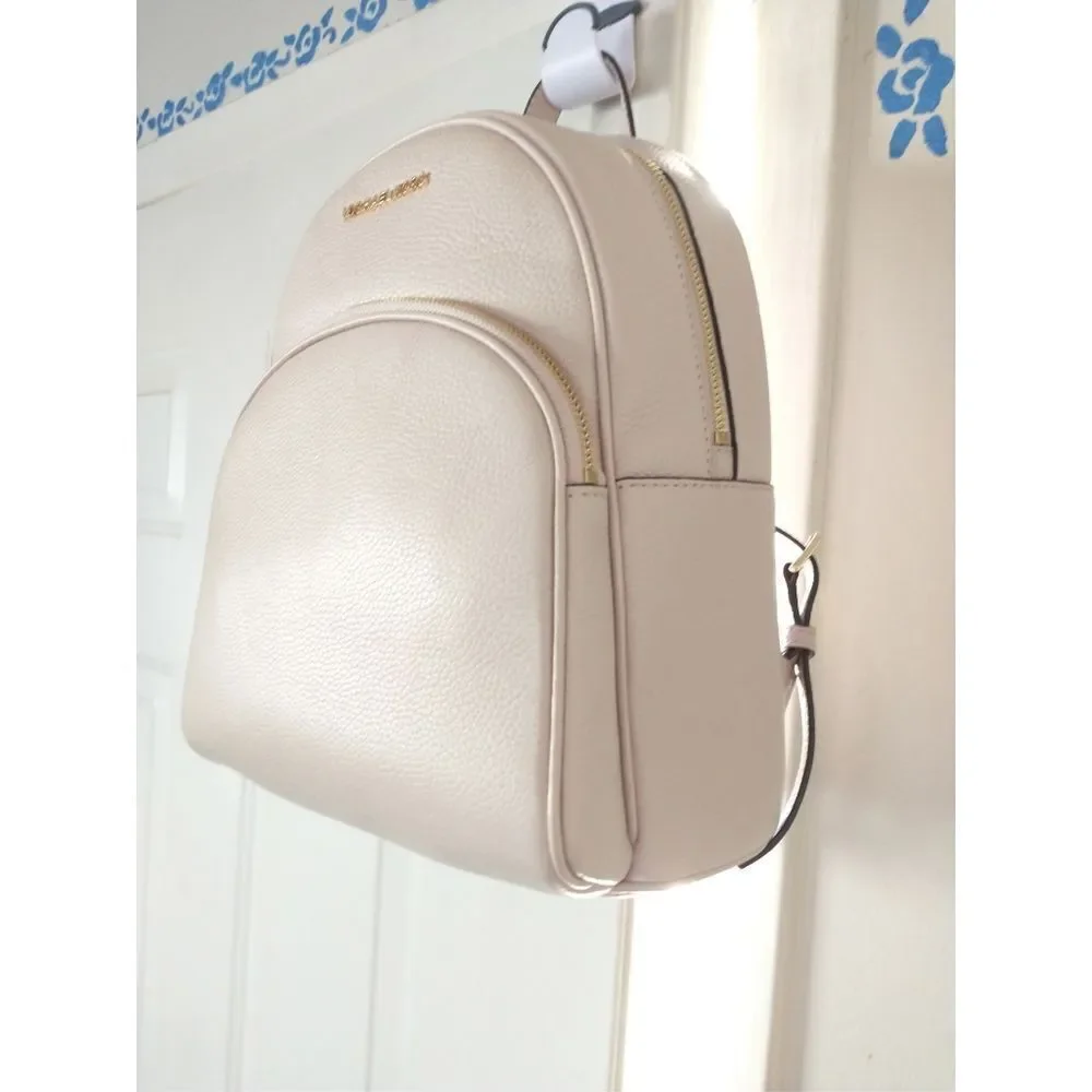 New! MICHAEL KORS Abbey Medium Pebbled Leather Backpack Soft Pink
